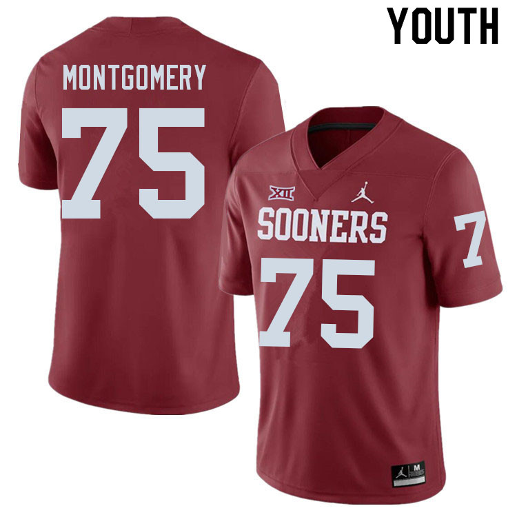 Youth #75 Cullen Montgomery Oklahoma Sooners College Football Jerseys Sale-Crimson
